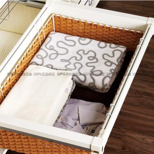 Wardrobe cloakroom hardware damper telescopic push-pull storage rattan basket storage basket