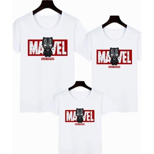 Fashion The Avengers T-shirt Black Panther Graphic Children Leisure Baby Girl Boy Brothers and Sisters T Shirt White Famliy Look