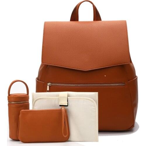 Fashion PU Leather Baby Nappy Diaper Bag Backpacks Maternity Changing Pad Stroller Straps Bags Water Proof Baby Care Bag