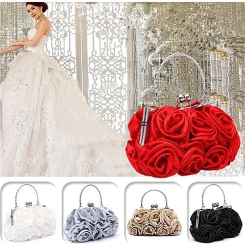 Fashion Womens bag Rose Flower solid color handbag Casual Evening Party Wedding Handbags Luxury Women Clutch Bag сумка женская