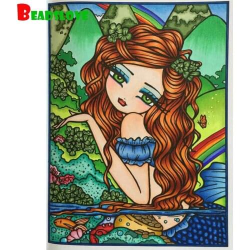 Cartoon Big Eye Cute Girl Diamond diamond painting embroidery full drill cross stitch square Round diamond Fairy,wall decoration