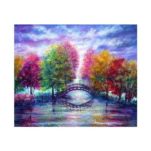 14/16/18/27/28 Top Quality Beautiful Counted Cross Stitch Kit Abstraction Beauty and Grape A13096 landscape tree bridge color