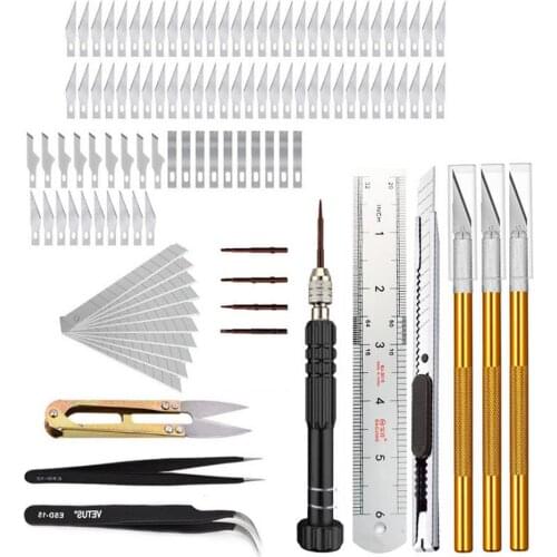 Precision Wood Carving Knife Kit Metal Scalpel Knife Blades Set Household DIY Woodworking Hand Tools Carving Craft Hobby