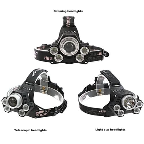 1600LM Rechargeable USB Headlamp Outdoor Bicycle Headlight 4 Switch Modes T6+4XPE White Light Mechanical Zoom Lightlamp For18650