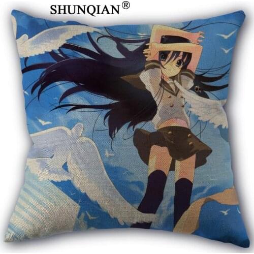 Shakugan no shana Pillowcase Cotton Linen Square Zippered Pillow Cover Unique Design Customize Your Picture 45x45cm one side