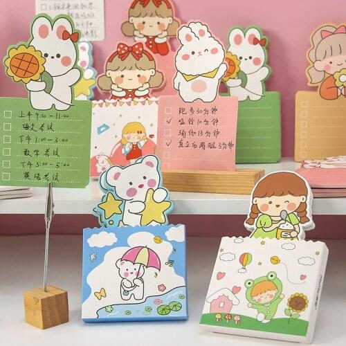 New standing cute cartoon girl notepad decorative notepad hand account material paper sticky notes stationery supplies journal