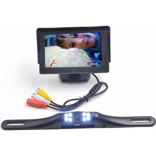 OTERLEEK 2 in 1 Car Plate Reverse Back Up Camera + 4.3 inch Color LCD high definition Car Monitor