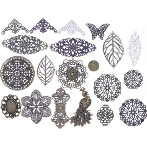 10Pcs Connectors Pendants Butterfly Filigree Flower Wraps Metal Crafts For Embellishments Scrapbooking Jewelry DIY Accessories
