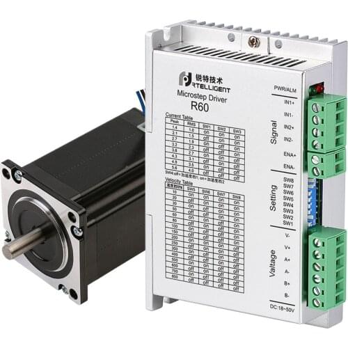 Rtelligent 10pcs 57mm flange Nema 23 Stepper Motor 57A2 2.2NM 4-lead with Nema 23 Stepper Motor Driver R60