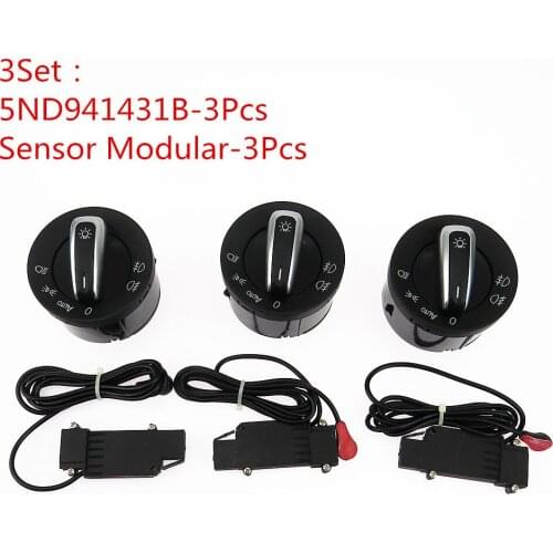 SCJYRXS 3Set Head Light Control Switch Sensor Modular for Passat B6 Golf MK5 MK6 Rabbit Touran Scirocco 5ND 941 431B 5ND941431B