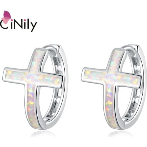 CiNily White Gold Plated for Girls Exquisite Cross hoop earrings for girls Jewelry