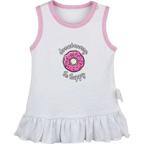 Cute Don't Worry Donut Worry Be Happy Pineapple WiFi Newborn Baby Girls Dresses Toddler Sleeveless Dress Infant Cotton Clothes
