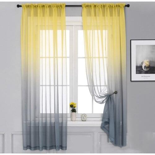 Modern Color Curtains Gradient Screens Balcony Blackout Gauze Curtains Living Room Kitchen Bathroom Window Treatments HY