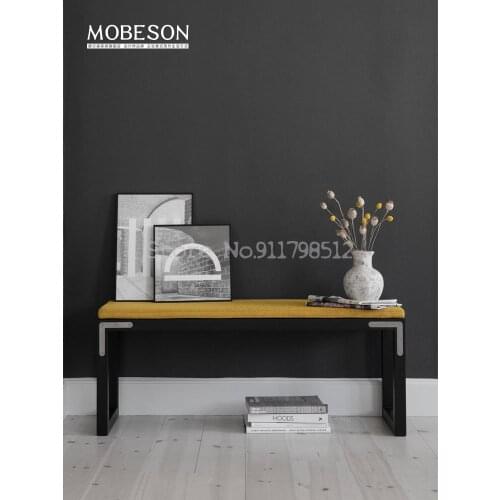 Italian style simple and light luxury door solid wood shoe changing stool home entrance wall bench small long shoe stool stool