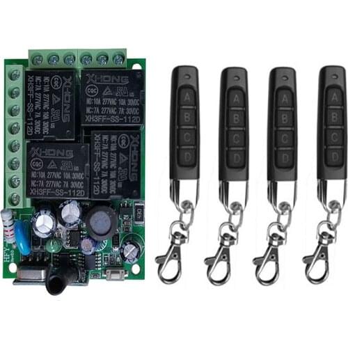 Universal Wireless Remote Control AC110V 220V 4CH Relay Radio Receiver Module Remote controller RF Switch for Gate Garage opener