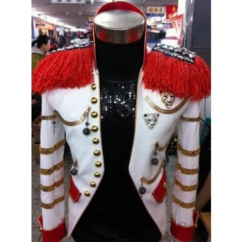 High quality Handmade Nightclub bar Male singer performance Jacket Party show dj ds costumes Mens slim outerwear coat suit