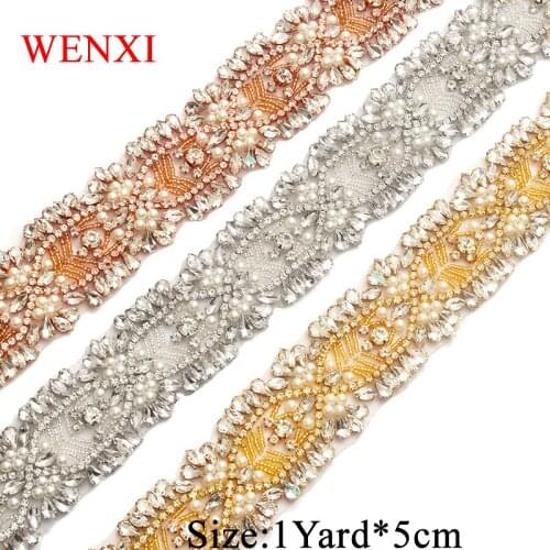 WENXI 10YARDS Wholesale Rhinestone Applique Trim For Wedding Dress Belt Rhinestone Banding Crystal Accessory WX815