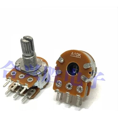 10pcs RV16 dual A10K R201T X400 speaker audio amplifier volume potentiometer plum shaft length 15mm