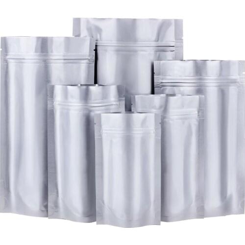 100 Pieces/lot Stand Up Food Storage Bags Aluminum Foil Ziplock Zip Zipped Lock Reclosable Bags