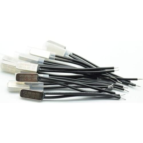 2pcs KSD9700 250V 5A Bimetal Disc Temperature Switch N/O Thermostat Thermal Protector 40~130 degree centigrade