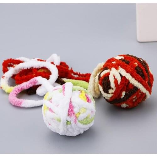 2PCS Cat Rope Toy Funny Interactive Cat Ball Toy Pet Play Toy Stripe Rope Round Ball Long Tail Bell Pet Cat Bite Play Toy