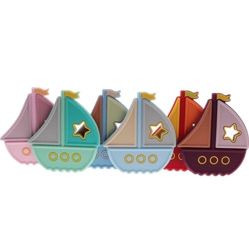 20pcs Baby Teether Sailboat Baby Teething Silicone Teethers Baby Goods Food Grade Silicone Cartoon Teething Ring BPA Free Toys