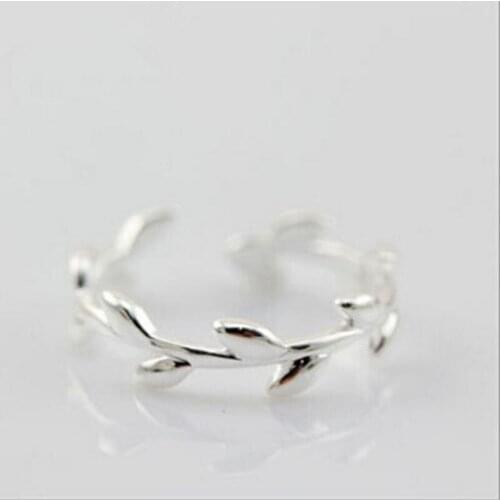 2021 Trend Beautiful Plain Silver Olive Branch 925 Sterling Silver Open Rings For Women Anillos Mujer Girls Jewelry Gifts SR254