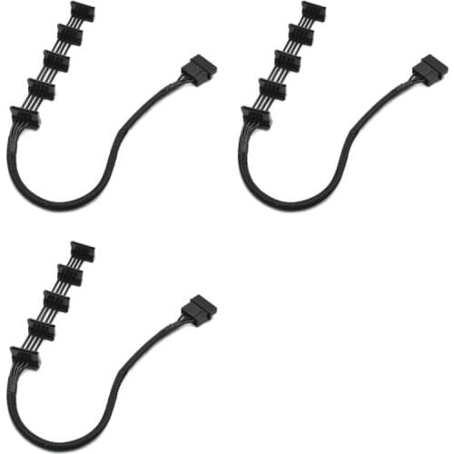 3 Pieces of Practical and Durable Pc Server 4-Pin Ide Molex 1 to 5 Sata Power Cord Adapter Splitter 18Awg Black 55 cm