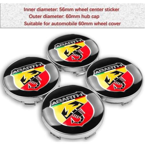 4PCS 60MM Car Wheel Center Hub Caps 56MM Emblem Sticker Decal For Fiat Punto Abarth 500 Stilo Ducato Palio Car Accessories