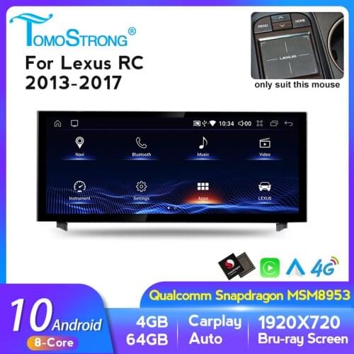 4G Moduel Carplay Android 10 for Lexus RC F RCF RC200T RC350 2013-2017 S8K 1920*720 Car radio audio system wifi bluetooth