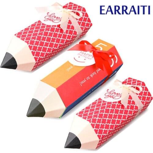 50PCS Paper Gift Box For Wedding Party Kid Birthday Pencil Shape Candy Box Packaging Decoration Castle Pumpkin Halloween Box