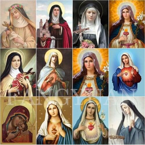 5D Diamond Painting Virgin Mary Full Square Round Mosaic Rhinestone Embroidery Religion Wall Art Pictures for Home Decoration