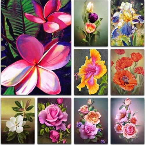 Full Drill Diamond Painting Flowers Stencils For Painting Landscape Rhinestone Mosaic Crystal Embroidery Flowers For Decoration
