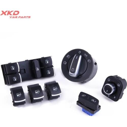 7Pcs Set Chrome Headlamp Window Mirror Switch For V-W Jet-ta Golf MK5 Rabbit