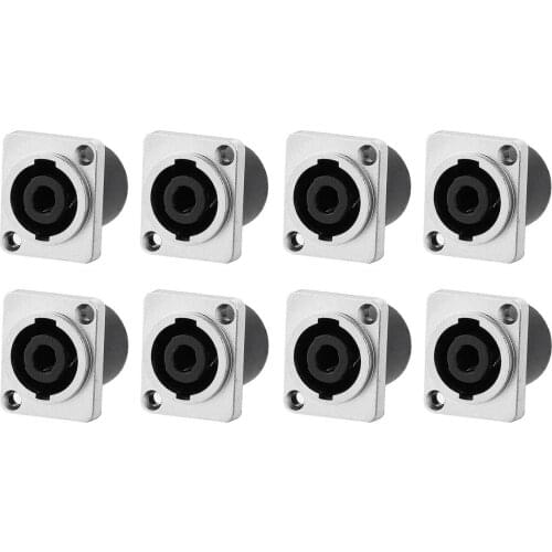 8 Pack SpeakOn Panel Mount Socket Rectangle(Square), 4 Pole Audio Speaker Jack Twist Lock Compatible with Speakon NL4MP, NL4MPR
