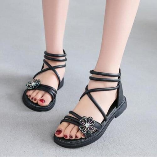 AINYFU Summer Fashion Children Sandals Children Pu Leather With Flowers Sweet Shoes 2020 New Kids Soft Bottom Sandal D190