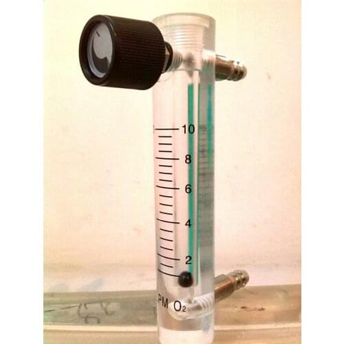 Acrylic Gas Air Oxygen Flow Meter Flowmeter Countor Indicator O2 With Valve brass Connector 0.1Mpa 1-10L/Min height 93mm