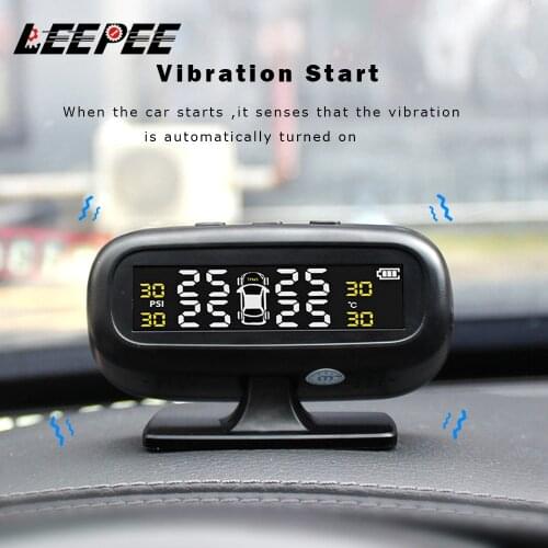 Car Tyre Pressure Monitor Tire Pressure Monitoring System Solar TPMS Temperature Warning Fuel Save With 4 External Sensors