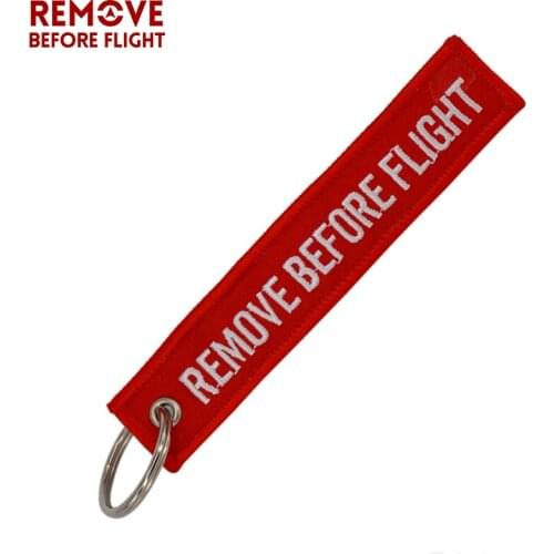 Remove Before Flight Key Chain for Motorcycles Scooters and Cars Aviation Gifts Tag Red Embroidery Key Fobs OEM Keychain Jewelry