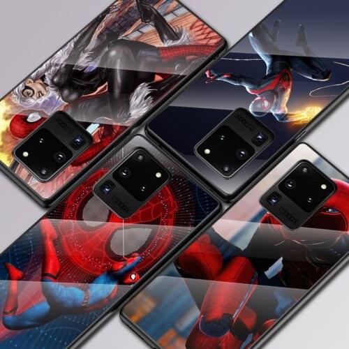 Marvel Spider Man For Samsung Galaxy S20 FE S10e S10 S9 S8 Ultra Plus Lite Plus 5G Tempered Glass Cover Phone Case