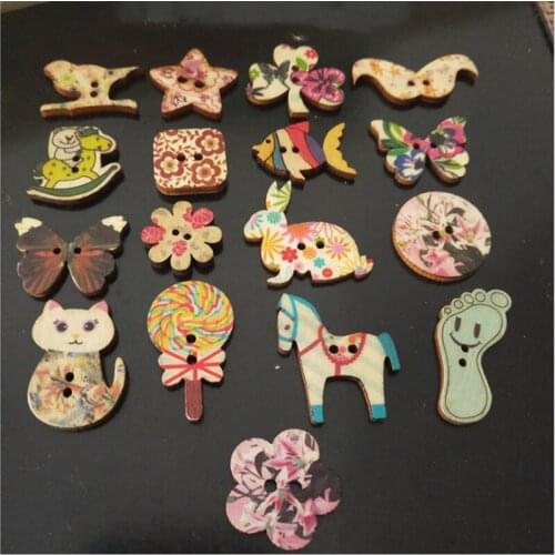 100 butterfly fish horses with various shapes handmade DIY wooden buttons wooden buttons