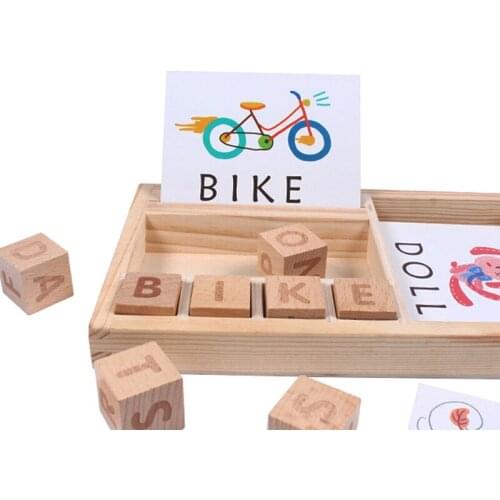 Baby Educational Toys Wood Cardboard Learning English Wooden Toys Baby Montessori Materials Math Toys Cognitive Puzzle Cards