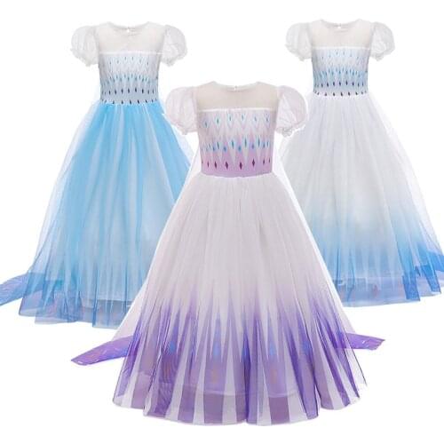 Frozen 2 Princess Elsa Dress Role Play Prom Party Dress Snow Queen 2 Elza Costume Children Fancy Disguise Birthday Party Dresses