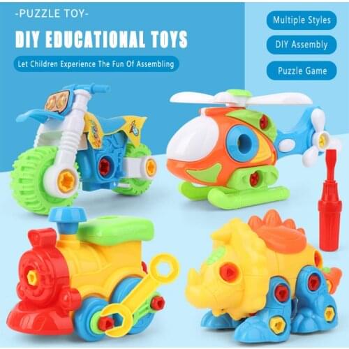 Manual DIY Nut Combination Childrens Educational Toys Assembly Disassembly Puzzle Train Car Airplane Motorcycle Kids Gift TSLM1