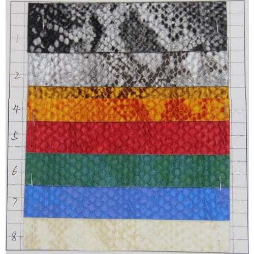 Pu flower serpentine leather faux snake skin leather fabric wholesale