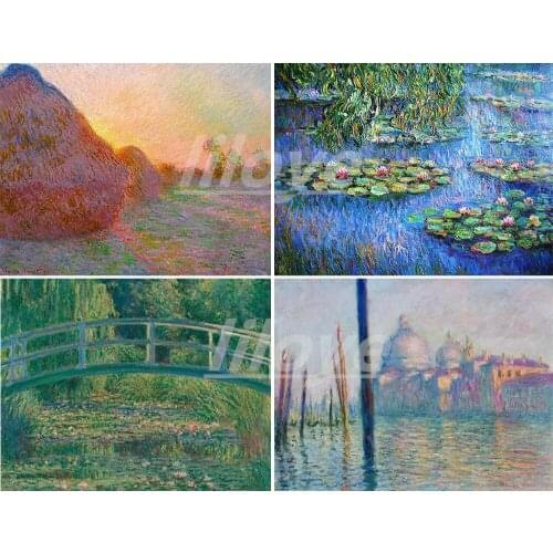 Claude Monet DIY 5D Diamond Painting Lmpression Sunrise Full 3D Diamond Embroidery Water Lilies Mosaic Arts Pictures Decor CV581