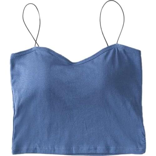 Korean Version Of Oil Painting Short Sexy Belt Chest Pad Beauty Back Shoulder Strap Women Tanks