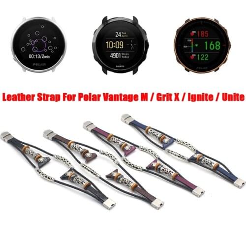 Leather Strap for Polar Unite Smart Watch Band for Polar Vantage M/Grit X Wristband Replacement Bracelet for Polar Ignite Strap