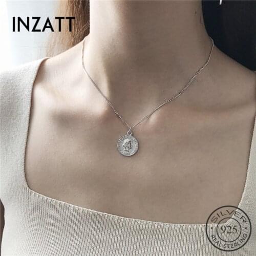 INZATT Dollar Queen New Pendant Necklace 925 Sterling Silver Metal Chain Women Birthday party Fashion Jewelry Accessories Gift