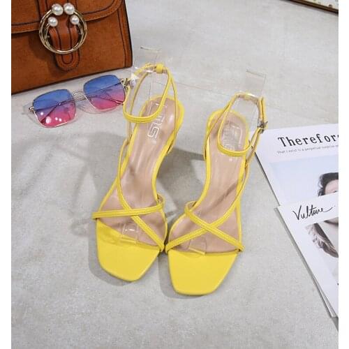 Summer ladies shoes casual 2021 comfortable new fashion sexy thin heel Ankle strap sandals outdoor open toe high heels 7.5cm